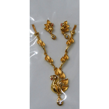 22kt Gold Cz Casting peacock design Short Necklace... by 