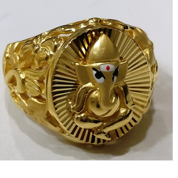 22kt gold plain casting lord ganesha gents ring by 
