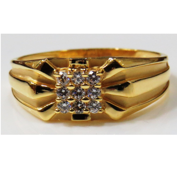 22kt gold casting cz classic gents ring by 