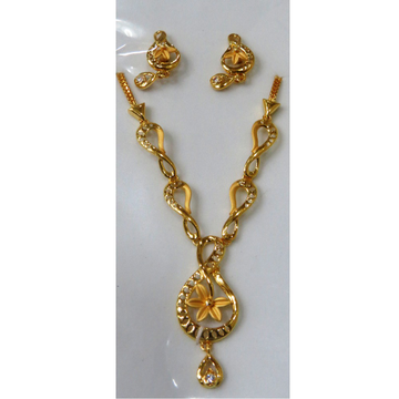 22kt Gold Cz Casting Short Necklace Set by 