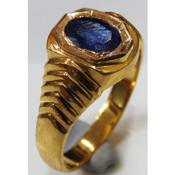 22kt Gold close setting single gemstone gents ring... by 